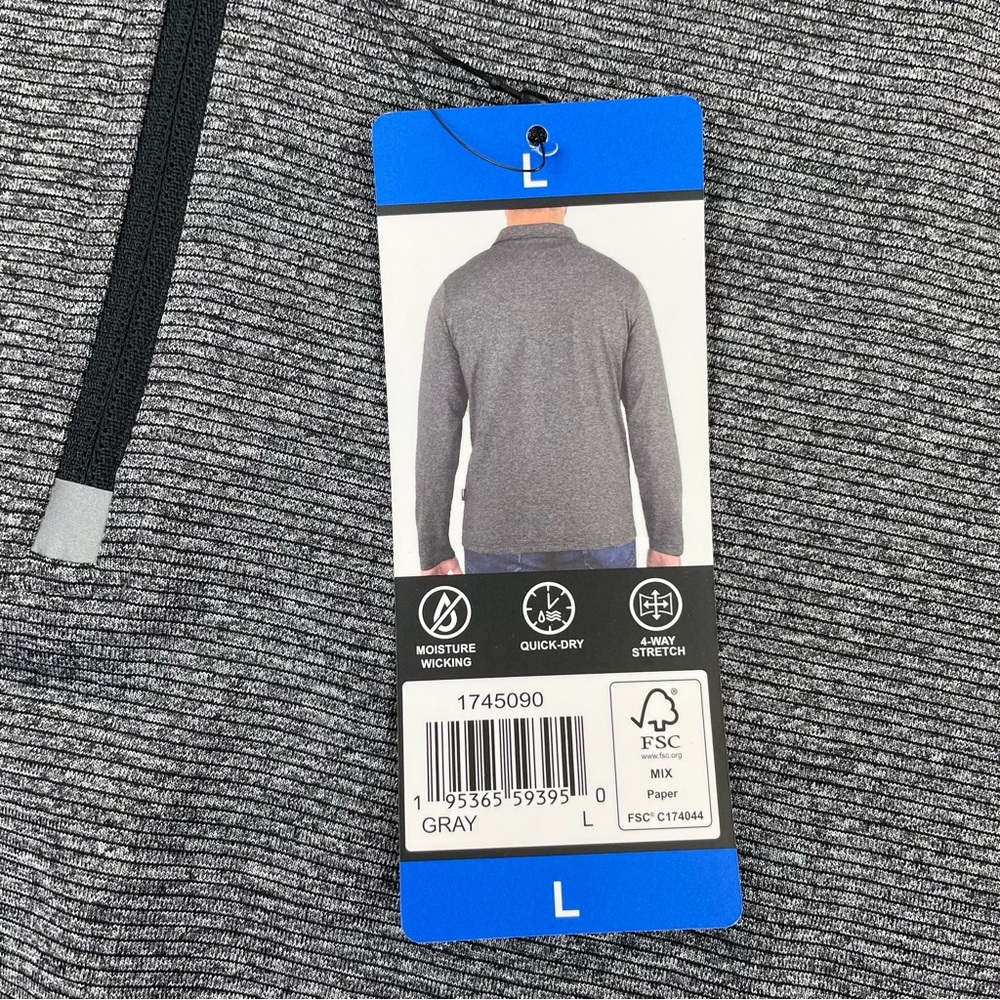 Gerry Mens Quarter Zip Long Sleeve Pullover Comfort Stretch, Gray Size Large NWT - Picture 6 of 11